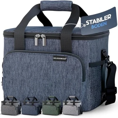 Abbildung von HELDENWERK Kühltasche für Essen &amp; Getränke Isolierte Thermotasche auslaufsicher wasserdicht Frühstückstasche, Picknick Lunchtasche, Thermo Tasche navyblue