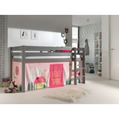 Abbildung von Vipack Hochbett &quot;Pino&quot;, (Made in Europe), Massivholz, Textil Set &quot;Spring&quot;, wahlweise mit Rutsche und Betttunnel