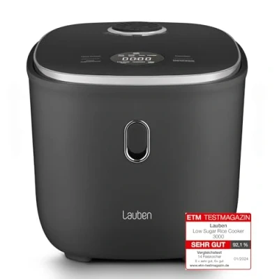 Abbildung von Lauben Reiskocher Low Sugar Rice Cooker 3000, 3l Volumen, 6 modi, verzögerter Start, 605,00 W, Antihaft Keramikoberfläche spülmaschinengeeignet, Überlaufschutz