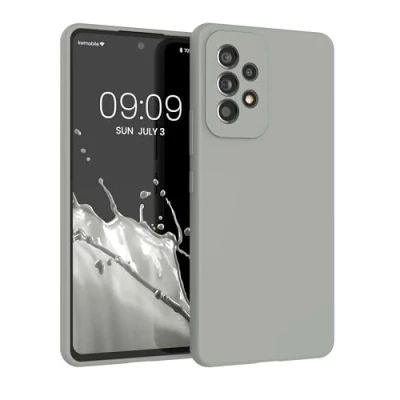 Abbildung von kwmobile Hülle kompatibel mit Samsung Galaxy A53 5G Silikon Handy Case Handyhülle weiche Oberfläche kabelloses Laden Grau