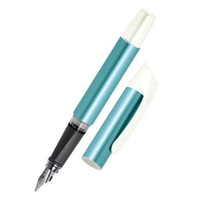 Abbildung von Online Campus Colour Line Schönschreib Füller für Rechtshänder ergonomisches Softtouch Griffstück Standard Tintenpatronen Kalligrafie Feder 0,8 mm, Farbe türkis, 1 Stück (1er Pack)
