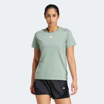 Abbildung von adidas Damen AEROREADY Train Essentials Minimal Branding Crewneck Tee, Silver Green/White, S