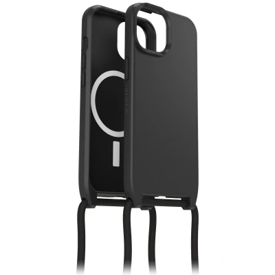 Abbildung von Apple iPhone 15 Hülle MagSafe Kunststoff OtterBox Hard Case/Hülle mit Band Handyhülle Schwarz Shockproof/Stoßfest
