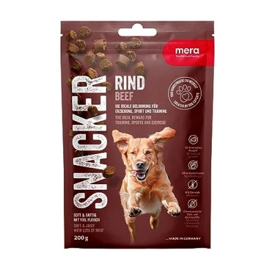 Abbildung von mera Snacker softe Hundeleckerli ohne Getreide mit Rind 200g