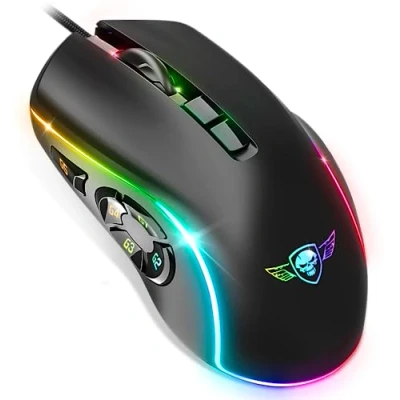 Abbildung von Spirit of Gamer x Elite M30 PC Gaming Maus mit Kabel 10 Programmierbare Tasten Optischer Sensor 12800 DPI 13 RGB Hintergrundbeleuchtungseffekte Ergonomische Fingerschlitze
