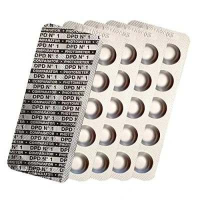 Abbildung von harren24 Photometer Testtabletten Chlor DPD1, DPD3, Aktivsauerstoff DPD4, pH Wert Phenol Red, Alkalinity M, CYA, Poollab Wassertester 50x 100x 250x 500x (DPD1 / 50x)