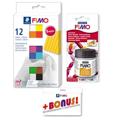 Abbildung von Staedtler FIMO 12er Materialpackung + Glanzlack Set inkl. Bonus
