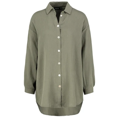 Abbildung von Sublevel Lange Hemdbluse, Damen, Größe: S/M, Green