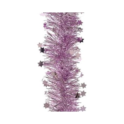 Abbildung von Decoris season decorations Girlanden, Weihnachtsgirlande Lametta mit Sternen 9cm x 2,7m Helllila