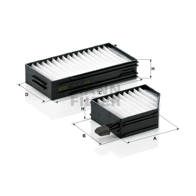 Abbildung von MANN FILTER CU 21 002 2 Innenraumfilter Partikelfilter 131, 205 102 40 SUBARU: Legacy 3 Kombi, Outback III, II
