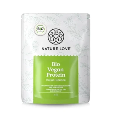 Abbildung von Bio Vegan Protein Kakao Banane 1.000 Gramm Pulver Nature Love 1000 g
