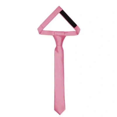 Abbildung von Ladeheid Kinder Krawatte für Jungen Eleganter glänzender Look, Vorgebunden mit einem Klettverschluß, Perfekt besondere Anlässe Stilvolle Ansteckkrawatte TKS (31cm x 4cm, Rosa)