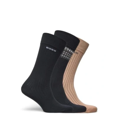Abbildung von BOSS Herren 3p Rs Rib Stripe Cc Regular Socks, Black1, 39 42