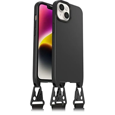 Abbildung von OtterBox React Lanyard Hülle mit MagSafe für iPhone 14, schlanke, schützende justierbarer und Abnehmbarer Kette, Schwarz Keine Einzelhandelsverpackung