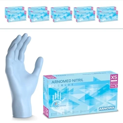 Abbildung von 1000 Stück ARNOMED Einweghandschuhe Hellblau, Einmalhandschuhe XS, Nitril Handschuhe Einweg, Nitrilhandschuhe puderfrei, Gummihandschuhe Schutzhandschuhe, in S, M, L, XL