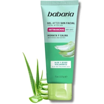 Abbildung von Babaria After Sun Gesichtscreme mit Aloe Vera und Hyaluronsäure, für Damen Herren, feuchtigkeitsspendende alle Haut