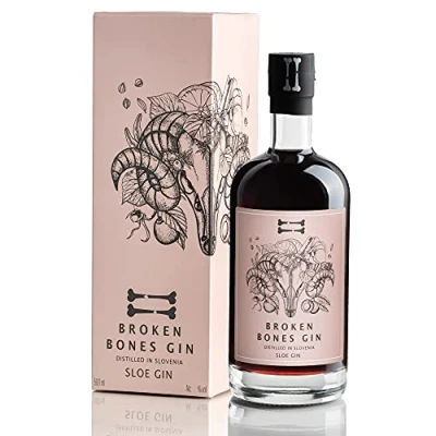 Abbildung von Broken Bones Sloe Gin Süßer &amp; gelagerter nach London Dry Art, 10 Botanicals, Wacholder, Zitrone, Hagebutte, Lindenblüte, 33% vol, 0,5l