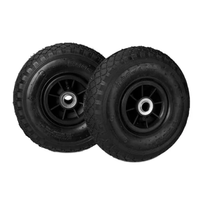 Abbildung von Relaxdays Sackkarrenrad 3.00 4, 2er Set Ersatzreifen, luftbereift, bis 80 kg, Kunststofffelge, 260x85 mm, schwarz