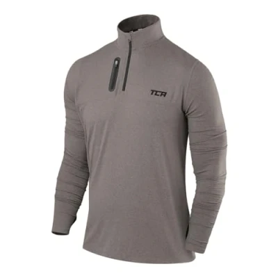 Abbildung von TCA Funktionsshirt Herren Langarm Fusion Pro Quickdry Langarmshirt atmungsaktiv Wandershirt Laufshirt mit Reißverschluss Outdoor Longsleeve Sport Pullover Grau/Grau, XXL