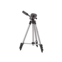 Abbildung von Cullmann CU 52100 ALPHA 1000 Stativ mit 3 Wege Kopf (3 Auszüge, Gewicht 480g, Tragfähigkeit 1 kg, 106cm Höhe, Packmaß 37cm), silver