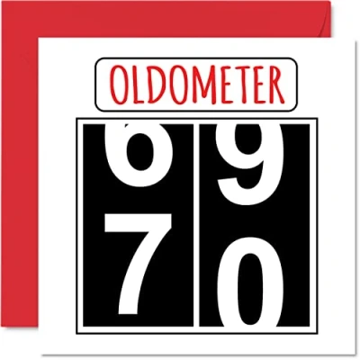 Abbildung von Lustige Karten zum 70. Geburtstag für Männer und Frauen Oldometer Glückwunschkarte Vater Mutter Urgroßvater Opa Kindermädchen Oma 145mm Grußkarten Karte