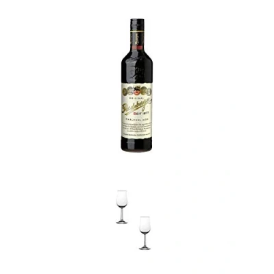 Abbildung von Radeberger Kräuterlikör aus Deutschland 0,7 Liter + Nosing Gläser Kelchglas Bugatti mit Eichstrich 2cl und 4cl 2 Stück