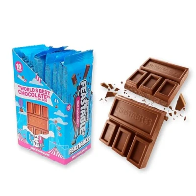 Abbildung von Feastables MrBeast Milchschokolade Schokoriegel 60 g Seien Sie der Erste, den neuesten riegel probiert Ideal als Geschenk für Frühstück Weihnachten und Geburtstagsfeiern, (Pack of 10)