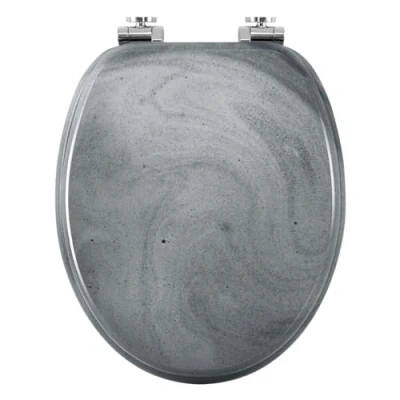 Abbildung von WOLTU Toilettendeckel mit Absenkautomatik, WC Sitz O Form MDF, Klodeckel Motiv, Klobrille Toilettenbrille Deckel, einfache Montage von unten, bis 175 kg Belastbar
