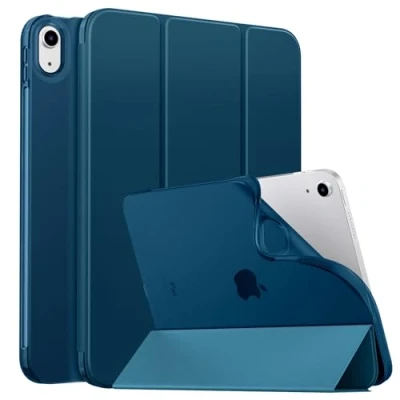 Abbildung von MoKo Hülle für iPad 10. Generation 2022, 10,9 Zoll TPU Transluzent Matt Rückseite Cover mit Auto Schlaf/Aufwach Tablet Hüllen Schutzhülle Ständer, Kobaltblau
