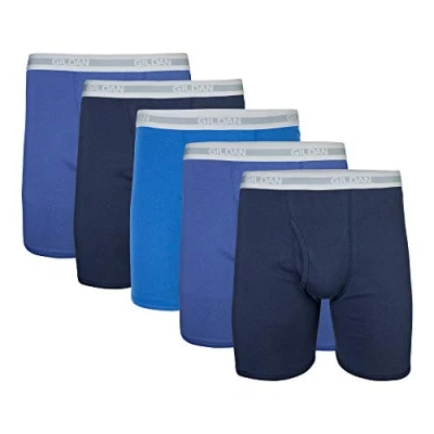 Abbildung von Gildan Herren Boxershorts mit normalem Bein, Multipack Retroshorts, Marineblau, Metro Blau, Antique Royal, XX Large (5er Pack)