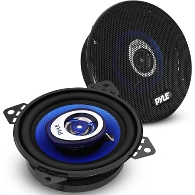 Abbildung von Pyle Auto Lautsprecher Boxen 10cm (4&quot;) 2 Wege System, 4 Ω Impedanz, ¾ ASV Spule, ½ Neodym Hochtöner, 5cm (1,95&quot;) Einbautiefe, Soundsystem Einbaulautsprecher 180W