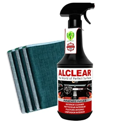 Abbildung von Auto Cockpitreiniger Bundle ALCLEAR Innenreiniger Mehrzweckreiniger 1L + 6x Garage Freaks Allrounder Mikrofasertuch 380GSM Fahrzeug Innenreinigung