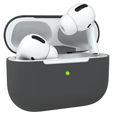 Abbildung von EAZY Case Schutzhülle für AirPods Pro Hülle Grau Silikon Stoßfest mit Deckel Schutz Antikratz Etui Cover rutschfeste Silikonhülle Airpod 1. Generation Silikoncase in Anthrazit
