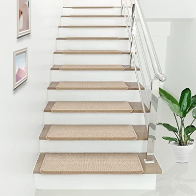 Abbildung von Stufenmatte, en.casa, rechteckig, 15er Set Treppenmatten rechteckig 65x24cm selbstklebend Beige