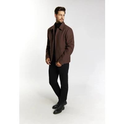 Abbildung von DREIMASTER Klassik Herren Übergangsjacke im Woll Look S / Braun 70% Polyester 20% recyceltes 10% Viskose