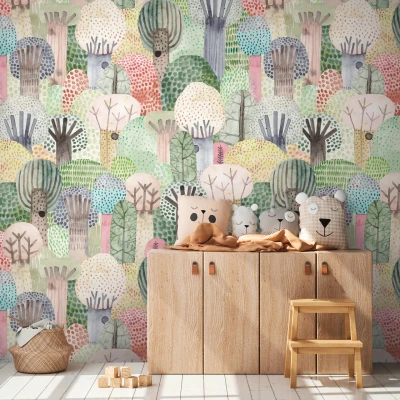Abbildung von living walls Fototapete &quot;THE WALL III Wald Tapete Motivtapete Bäume Wald&quot;, matt, Vliestapete Kinderzimmer für Schlafzimmer Küche Wohnzimmer Design