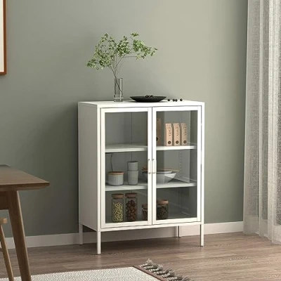 Abbildung von en.casa Sideboard, Fauske 80x40x101,5cm Weiß, 5cm Weiß