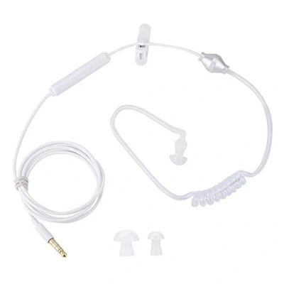 Abbildung von Cuifati Kabelgebundene In Ear Headsets Air Tube Security Hörmuschel mit Mikrofon für IOS/Android, langlebiger Strahlenschutz einzelne Kopfhörer (Weiß)