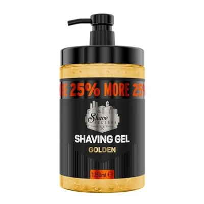 Abbildung von The Shave Factory Shaving Gel Perfektes Rasiererlebnis, Feuchtigkeit, Schutz und Komfort für Männer Premium Rasiergel eine ultra glatte erfrischende Rasur (Golden, 1250ML)