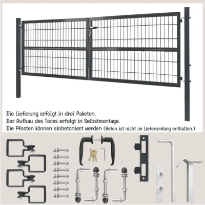 Abbildung von V2Aox Gartentor Gartentür Zauntür Zauntor Anthrazit 300x100 Doppelflügelig