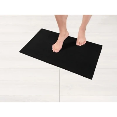 Abbildung von Hammetex 100% Baumwolle rutschfeste Badematte, 43x61 cm Badvorleger für Badezimmer WC, Saugfähig Schnelltrocknend Waschbar Bad Fußmatten, Schwarz
