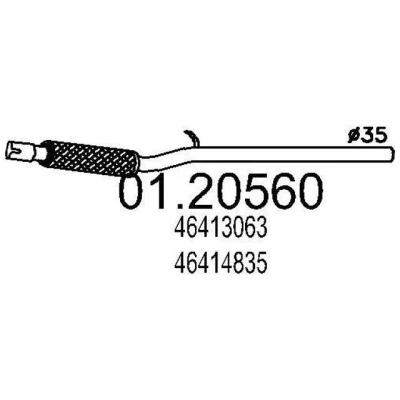 Abbildung von MTS 01.20560 Abgasrohr 960 vorne für Mittelschalldämpfer FIAT: Cinquecento