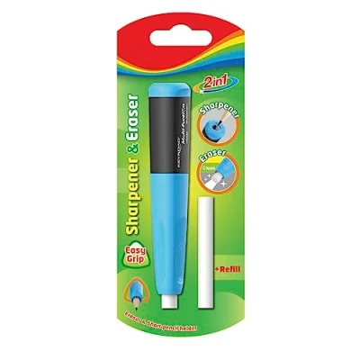 Abbildung von KEYROAD Ergonomischer Anspitzer Einzeln 2 in 1 mit Radiergummi / Stück/Kunststoff/Klingen aus Stahl/von Bleistiften und Buntstiften/Blister Mischfarben