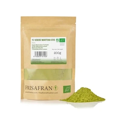 Abbildung von FRISAFRAN Bio Matcha Tee 200g Teepulver 100% natürlich Grüntee Pulver Zeremonielle Qualität In Japan angebaut vegan detox Smoothies Getränke Multivitamin Entgiftung