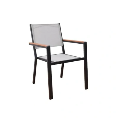 Abbildung von Home Deluxe stapelbarer Gartenstuhl SEDIA BxTxH: 63 x 56 85 cm Menge: 2, Gestell: anthrazit, Armlehnen Holzoptik I Campingstuhl Balkonstuhl Terrassenstuhl