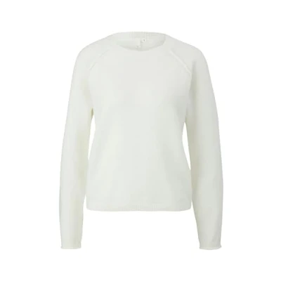 Abbildung von QS MIT Rollsaum Strickpullover, Damen, Größe: Medium, Creme