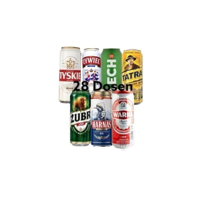 Abbildung von Mega Paket polnische Biere je 4 Dosen 500ml Zywiec Tyskie Zubr Warka Lech Harnas Tatra, die Bierwelt von Polen Testen mit 28 im