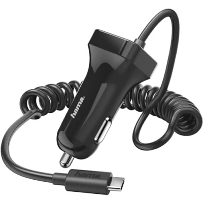 Abbildung von Hama KFZ Ladegerät, für Auto, USB C Anschluss, 12 W, 1,0 m, Schwarz Smartphone Ladegerät