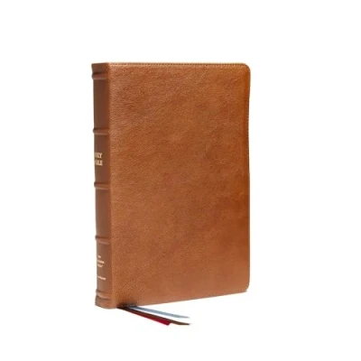 Abbildung von NKJV, Reference Bible, Classic Verse by Verse, Center Column, Premium Goatskin Leather, Brown, Premier Collection, Red Letter, Comfort Print: Holy New King James Version
