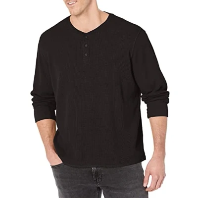 Abbildung von Wrangler Authentics Herren Long Sleeve Waffle Henley Hemd, Caviar, XX Large